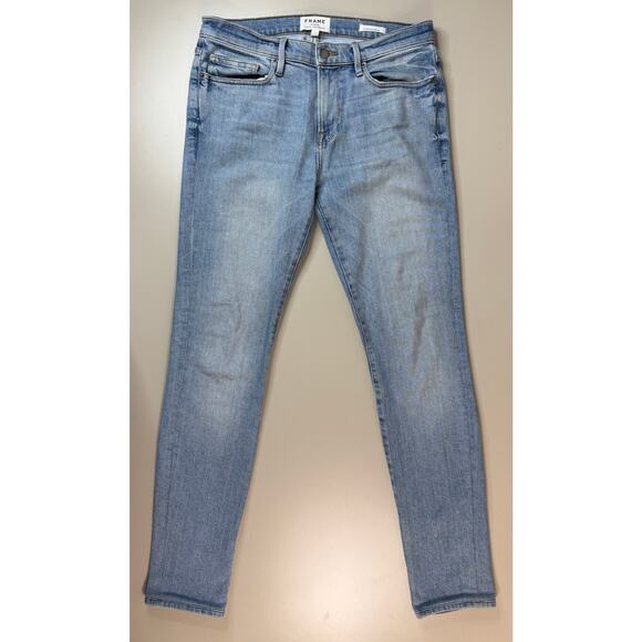Frame Womens Size 31 L’Homme Skinny Jeans Blue Denim Medium Wash Made in USA - Picture 3 of 13